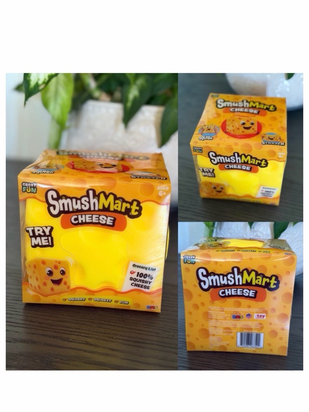 Large SmushMart Cheese Squishy Toy - Bright Yellow